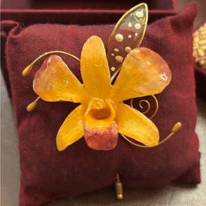 Orange and Gold Flower Brooch